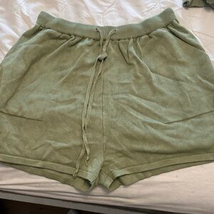 Olive Green Women's Knit Shorts/sweater set